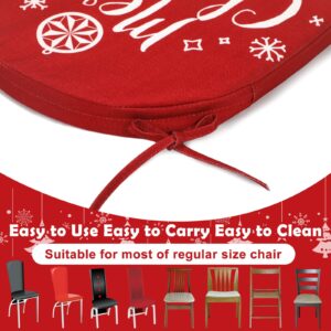 Barydat 4 Pcs Christmas Chair Cushions with Ties for Dining Chairs 16''x16'' Memory Foam Snowflake Xmas Tree Pattern Chair Pad Non Slip Seat Cushion with Washable Cover for Home Kitchen Office Holiday