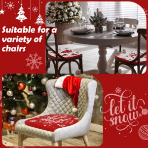 Barydat 4 Pcs Christmas Chair Cushions with Ties for Dining Chairs 16''x16'' Memory Foam Snowflake Xmas Tree Pattern Chair Pad Non Slip Seat Cushion with Washable Cover for Home Kitchen Office Holiday