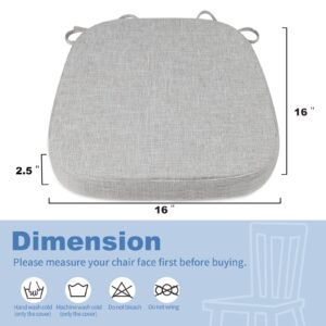 BUYUE Original Linen Thickened 2.5" Dining Chair Cushions Set of 4, U-Shape High Density Foam Comfortable Chair Pads for Kitchen, Slip Resistant Indoor Seat Cushions (4 PCS, Light Gray)