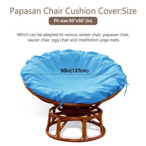 Papasan Cushion Cover Only,Water Resistant Papasan Chair Cushion Slipcover for Outdoor lndoor,Skin-Friendly Soft Machine Washable Unfading Zippered Cover for Round Egg Chair Cushion(Sky-Blue 50in)