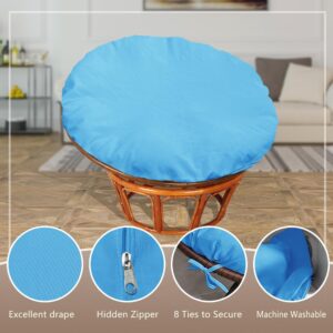 Papasan Cushion Cover Only,Water Resistant Papasan Chair Cushion Slipcover for Outdoor lndoor,Skin-Friendly Soft Machine Washable Unfading Zippered Cover for Round Egg Chair Cushion(Sky-Blue 50in)