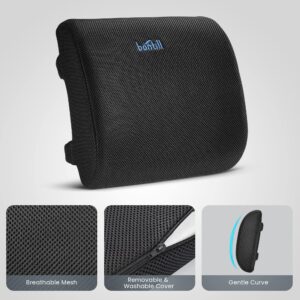 Lumbar Support Pillow for Office Chair - Improve Back Pain, Posture While Sitting - Memory Foam Cushion with Adjustable Strap for Desk/Gaming Chair, Car, Couch, Recliner