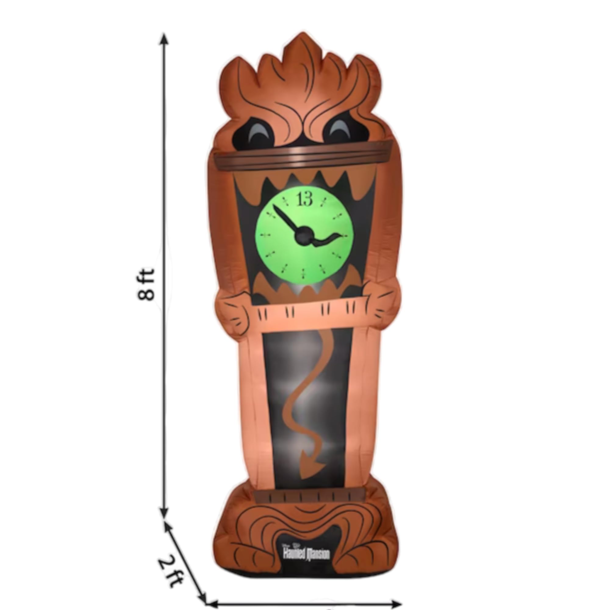 8FT Disney Haunted Mansion Animated Inflatable Monster Clock: Lights Up with LED, Spinning Hands, Indoor/Outdoor Weather-Resistant Decor with Easy Setup