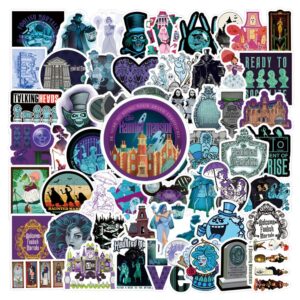 67Pcs Haunted Mansion Stickers Pack, Education Cute Cartoon Vinyl Waterproof Sticker Decals for Water Bottle, Laptop, Phone, Scrapbooking, Journaling Gifts for Kids Teens Adults for Party Supply