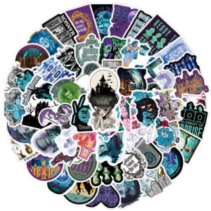 67Pcs Haunted Mansion Stickers Pack, Education Cute Cartoon Vinyl Waterproof Sticker Decals for Water Bottle, Laptop, Phone, Scrapbooking, Journaling Gifts for Kids Teens Adults for Party Supply