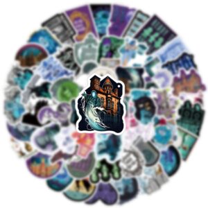67Pcs Haunted Mansion Stickers Pack, Education Cute Cartoon Vinyl Waterproof Sticker Decals for Water Bottle, Laptop, Phone, Scrapbooking, Journaling Gifts for Kids Teens Adults for Party Supply