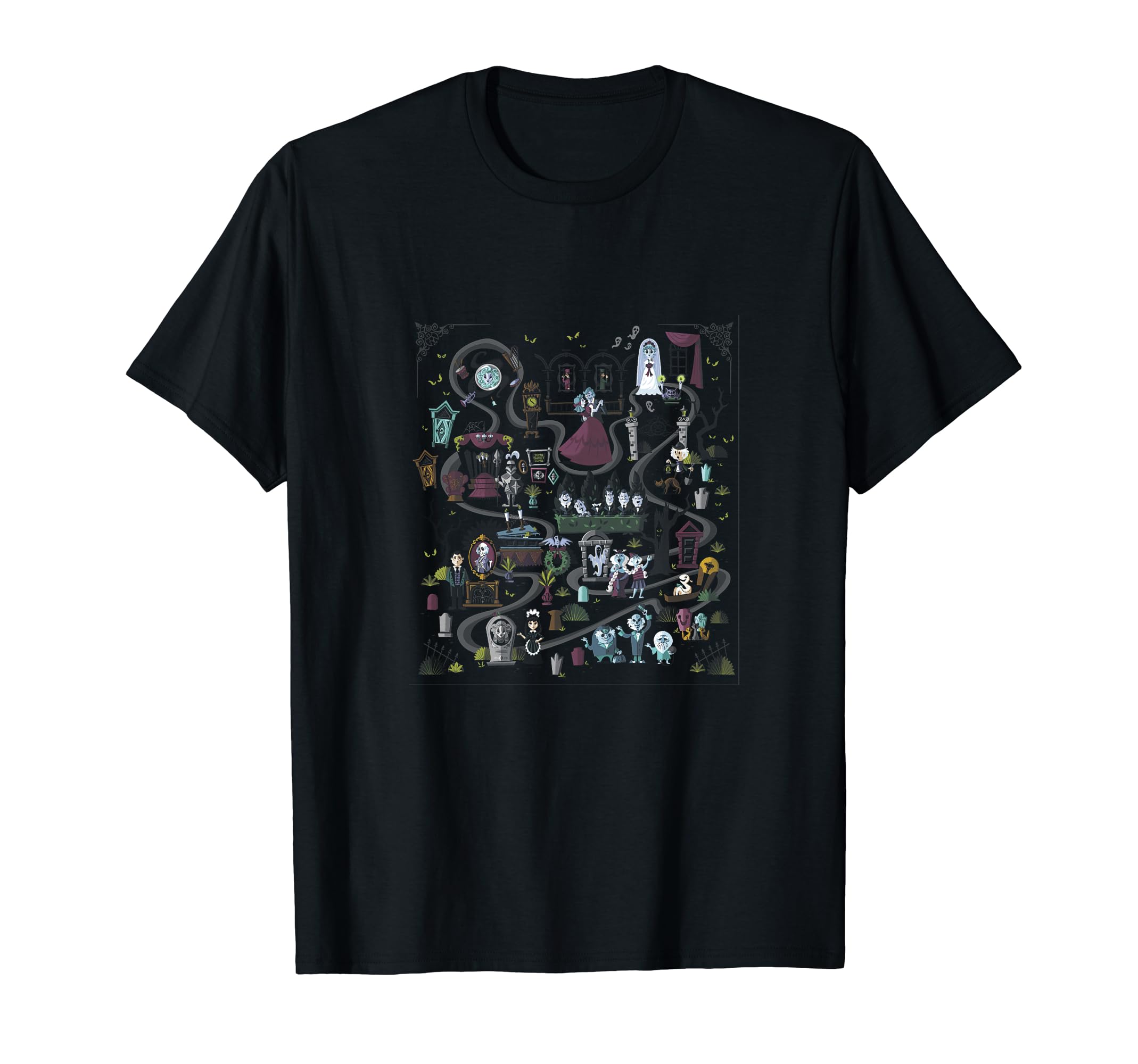 The Haunted Mansion Ride Animated Map Overview T-Shirt