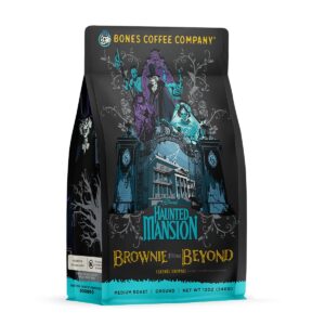 bones coffee company brownie from beyond whole coffee beans caramel brownie flavor | 12 oz flavored coffee gifts low acid medium roast coffee inspired by disney's haunted mansion (whole bean)