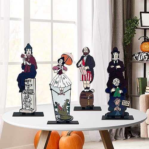 4pcs Haunted Mansion Stretching Portraits Halloween Decoration Haunted Mansion Wooden Centerpiece Signs Halloween Vintage Halloween Table Decorations for Home Decor