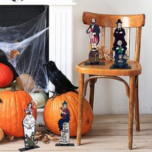 4pcs Haunted Mansion Stretching Portraits Halloween Decoration Haunted Mansion Wooden Centerpiece Signs Halloween Vintage Halloween Table Decorations for Home Decor