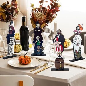 4pcs Haunted Mansion Stretching Portraits Halloween Decoration Haunted Mansion Wooden Centerpiece Signs Halloween Vintage Halloween Table Decorations for Home Decor