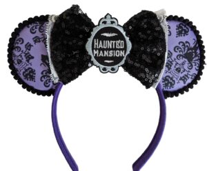 clgift halloween minnie ears, orange minnie ears, black web mickey ears headband, halloween minnie costume, jack (haunted house)