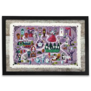 disney haunted mansion map framed wood wall decor - fun haunted mansion picture for kids' room or halloween decor