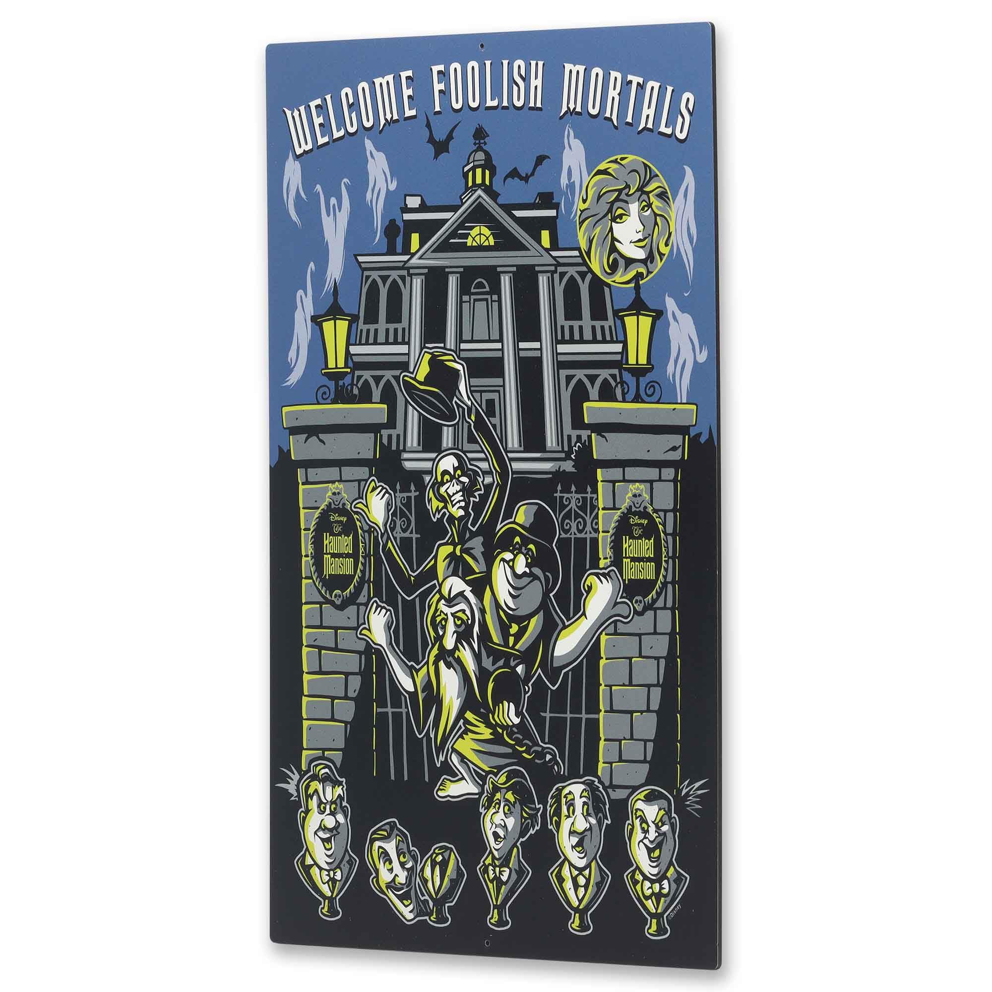 Disney Haunted Mansion Welcome Foolish Mortals Metal Sign - Fun Haunted Mansion Sign for Halloween Decor