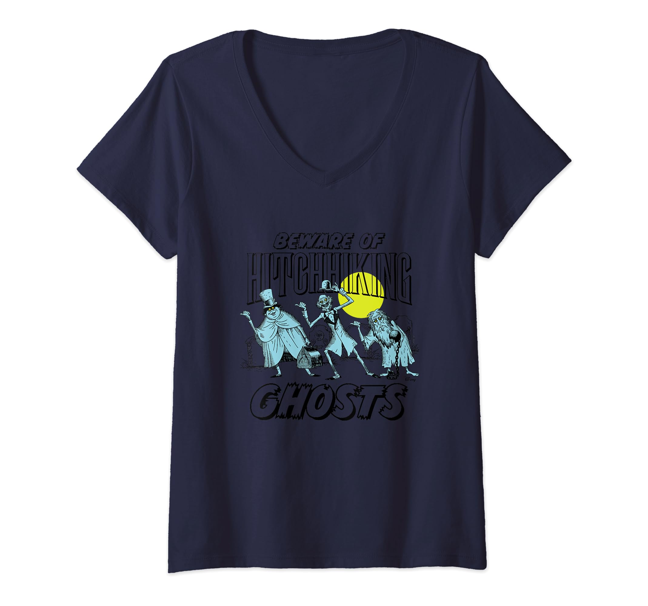 Womens Haunted Mansion - HItchhiking Ghost V-Neck T-Shirt