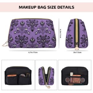 Haunted the Mansion Cute Small Makeup Bag Leather Women Travel Toiletry Pouch Cosmetic Bags Portable Multifunctional Storage for Girl Friend Wife Birthday Gifts