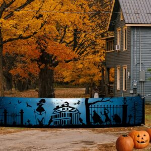 Haunted Mansion Decoration,Halloween Party Supplies Hitchhiking Ghosts Yard Sign Banner for Happy Halloween Party Decoration