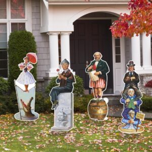 Haiyumaoyi Haunted Mansion Plastic Sculpture, 4pcs Halloween Yard Decorations with Stakes, Black