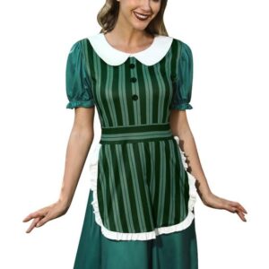 Maisolly Halloween Women's Short Sleeve Maid Haunted mansion Castmember Cosplay Party Costume Outfit L