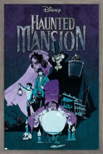 trends international disney haunted mansion - group wall poster, 22.375" x 34", barnwood framed version