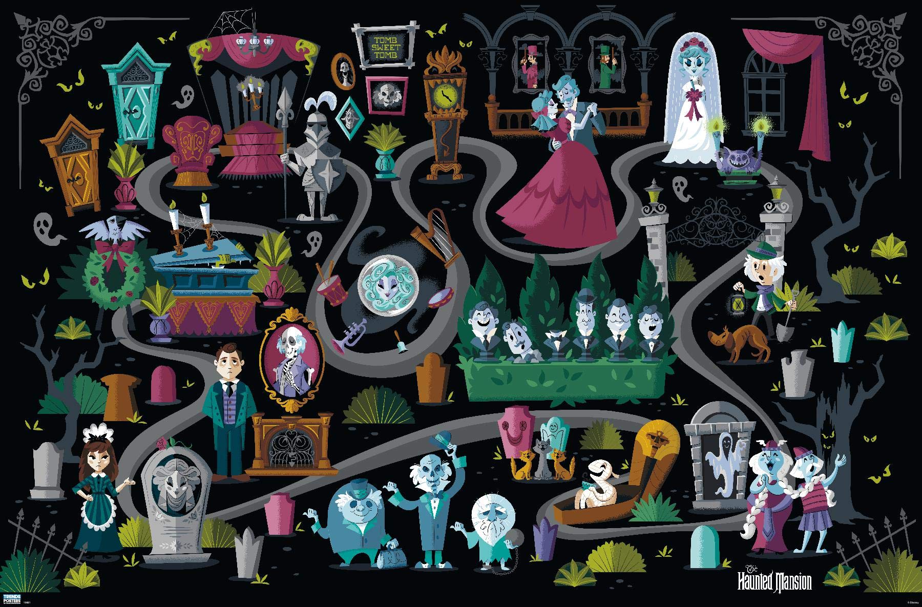 Trends International Disney Haunted Mansion - Map Wall Poster, 22.37" x 34.00", Premium Unframed Version