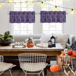 BestLives Halloween Curtain Valance for Windows Haunted Mansion Ghost Purple Rod Pocket Valance Window Treatments 1 Panel Short Curtains for Kitchen Windows Bathroom 54 x 18 inch