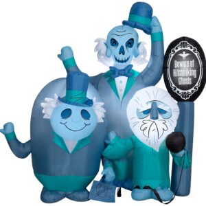 Gemmy Airblown Haunted Mansion Beware of Ghosts Scene Disney, 6 ft Tall, Blue