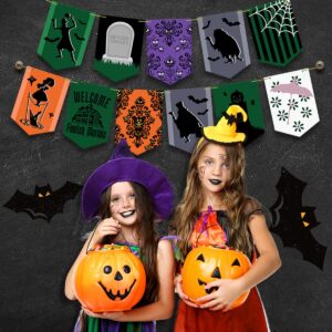 Haunted Mansion Decoration-Halloween Party Banner Decoration,11pcs Halloween Hitchhiking Ghosts Hanging Fireplace Banner Garland for Happy Halloween Party Decoration