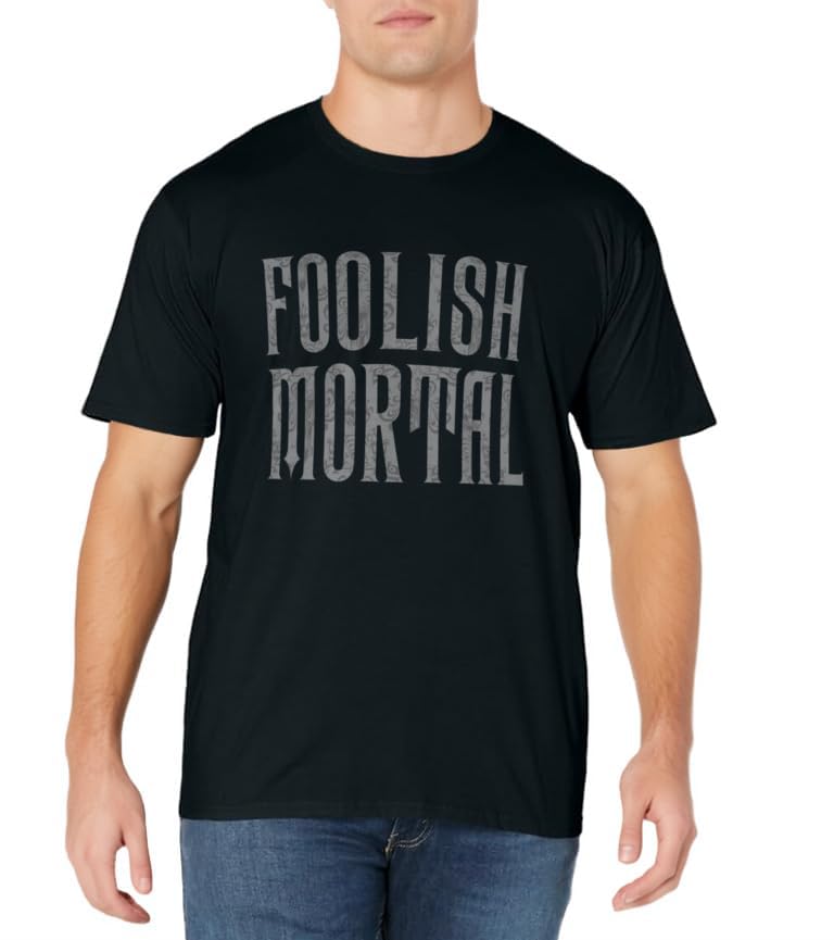 The Haunted Mansion Foolish Mortal Patterned Text Logo T-Shirt