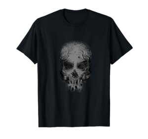 the haunted mansion skull shaped graveyard wide shot t-shirt