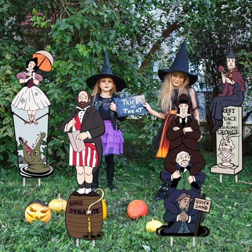 Haunted Mansion Stretching Portraits Yard Signs with Stakes Halloween Vintage Props for Outdoor Lawn Garden Decor Party Supplies（4PCS）
