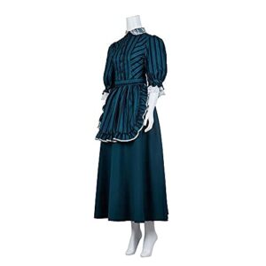 BYHai The Haunted Mansion Maid Costume Cosplay Cast Members Costume Dress Outfit with Apron Headband for Women L, Green, Large