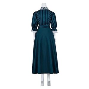 BYHai The Haunted Mansion Maid Costume Cosplay Cast Members Costume Dress Outfit with Apron Headband for Women L, Green, Large