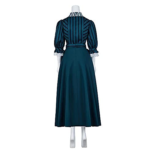 BYHai The Haunted Mansion Maid Costume Cosplay Cast Members Costume Dress Outfit with Apron Headband for Women L, Green, Large