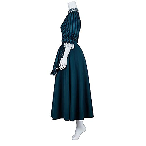 BYHai The Haunted Mansion Maid Costume Cosplay Cast Members Costume Dress Outfit with Apron Headband for Women L, Green, Large