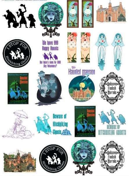 20 Pcs Value Pack Haunted Waterproof Mansion Sticker Decal Vinyl Aesthetic SUV Truck Colorful Laptop Bike Bumper Car Luggage Skateboard Water Bottle Guitar Windows Bumper Tumbler