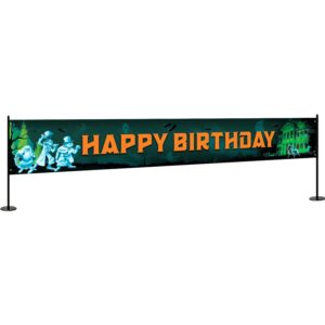 Haunted House Decorations Garden Banner, Large 9.8 * 1.6ft Haunted House Decor, Hitchhiking Ghosts Photography Background Fence Decorations for Birthday, Halloween Party