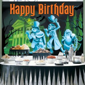 5x3FT Haunted House Birthday Decorations Banner, Halloween Haunted House Decor Happy Birthday Banner, Cartoon Halloween Haunted House Birthday Party Supplies Photography Decorations
