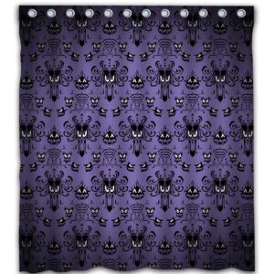 Gdcover Happy Halloween Haunted Mansion Design Waterproof Shower Curtain Fabric for Home Bathroom Decor 66x72 Inches