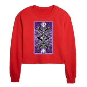 disney - the haunted mansion - haunted mansion tarot card - juniors cropped crew neck sweatshirt - size large red