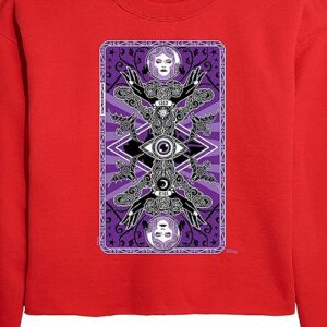 Disney - The Haunted Mansion - Haunted Mansion Tarot Card - Juniors Cropped Crew Neck Sweatshirt - Size Large Red