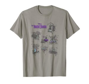 the haunted mansion iconic locations collage poster t-shirt