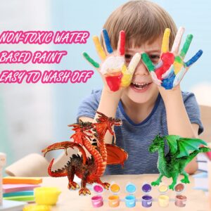 Yileqi Paint Your Own Dragons Painting Kit, Dragon Toys Arts and Crafts for Kids Age 4 5 6 7 8 9 Years Old, Dragon Party Favor Art Supplies DIY Activities Kit for Kids Birthday Gift