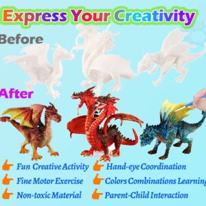 Yileqi Paint Your Own Dragons Painting Kit, Dragon Toys Arts and Crafts for Kids Age 4 5 6 7 8 9 Years Old, Dragon Party Favor Art Supplies DIY Activities Kit for Kids Birthday Gift