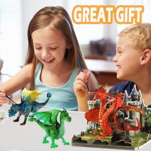 Yileqi Paint Your Own Dragons Painting Kit, Dragon Toys Arts and Crafts for Kids Age 4 5 6 7 8 9 Years Old, Dragon Party Favor Art Supplies DIY Activities Kit for Kids Birthday Gift