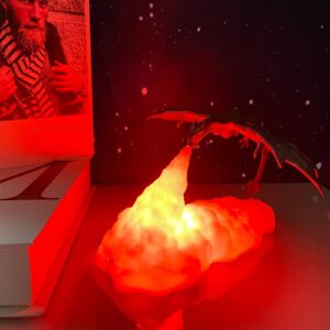 hgomx fire dragon lamp light, 3d printed night light led moon light gift for boys and girls bedroom kids room with usb rechargeable (fire dragon)