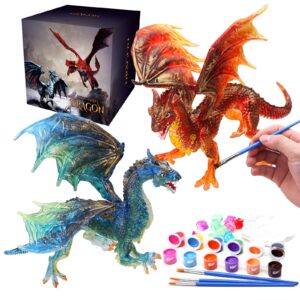 solday painting dragon toys kits for kids arts and crafts ages 3 6 5 7 9 12 boys girls to make your own paintable figurines birthday party supplies - 2 dragons