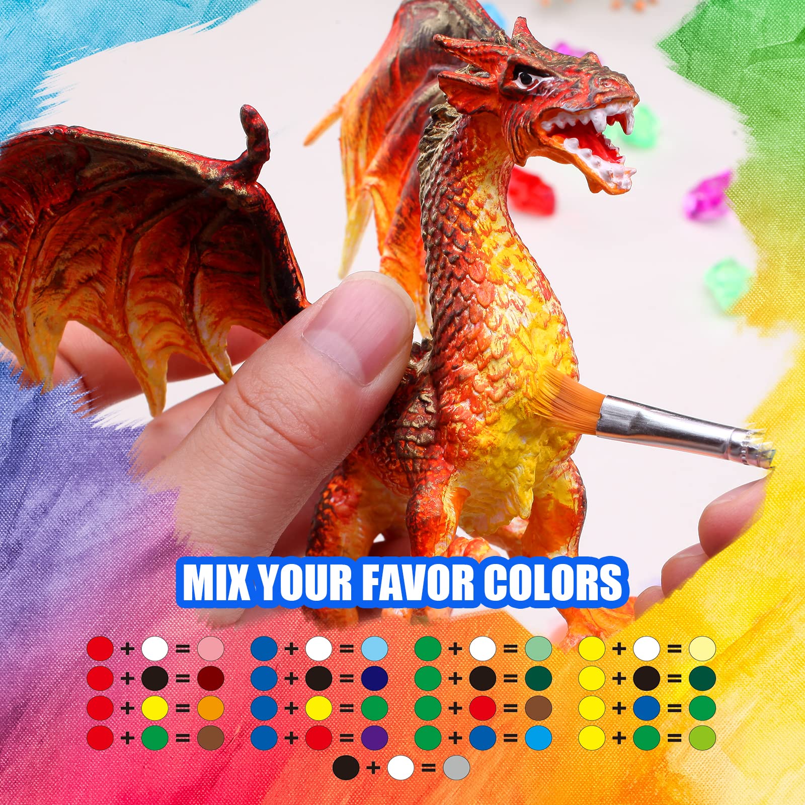 SOLDAY Painting Dragon Toys Kits for Kids Arts and Crafts Ages 3 6 5 7 9 12 Boys Girls to Make Your Own Paintable Figurines Birthday Party Supplies - 2 Dragons