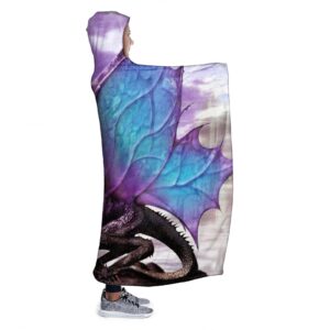 wsrgvab Dragon Fantasy Purple Hoodie Blanket Wearable Throw Blankets for Couch Blanket Hooded for Kids Teens Men Women