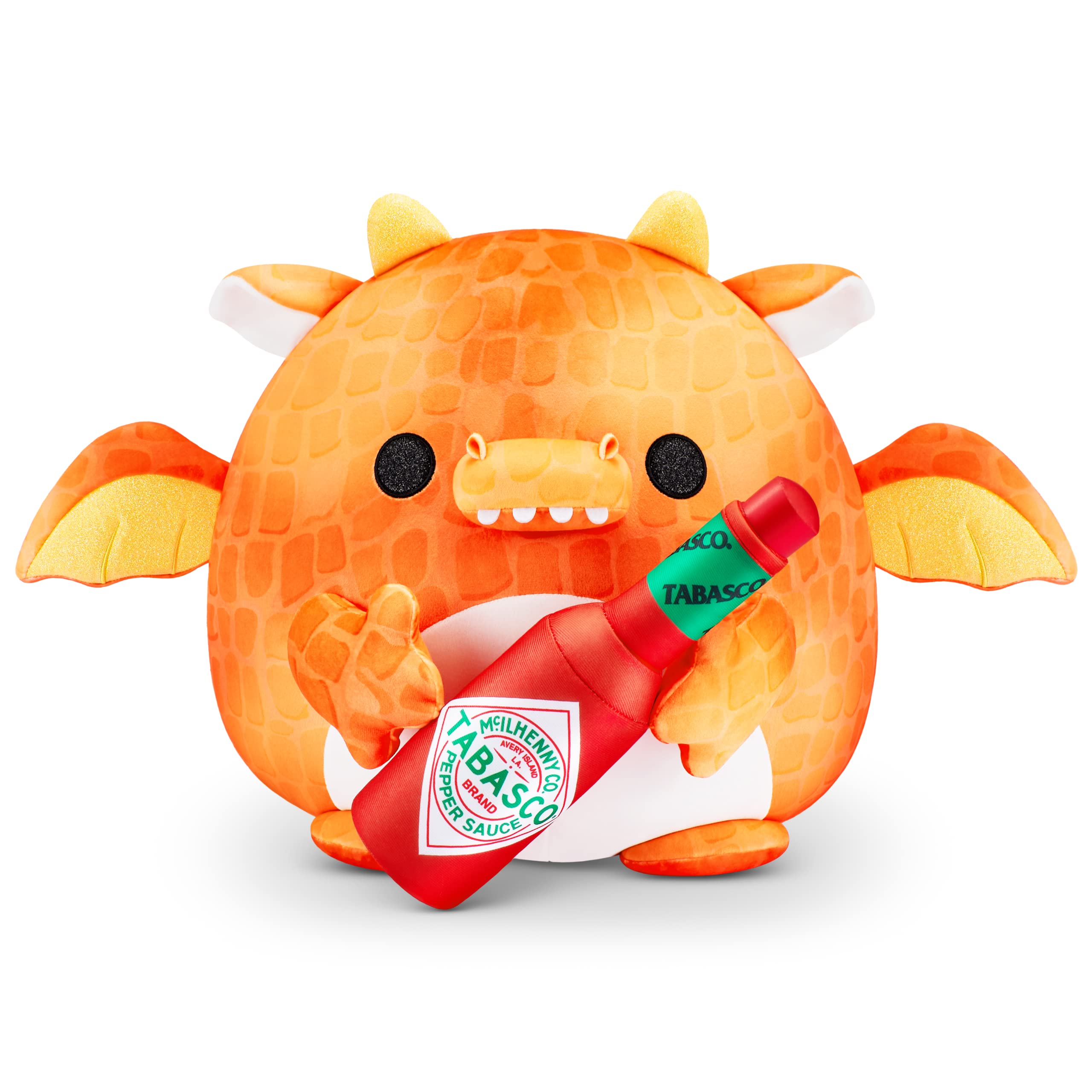 ZURU Snackles (Tabasco Dragon Super Sized 14 inch Plush by ZURU, Ultra Soft Plush, Collectible Plush with Real Licensed Brands, Stuffed Animal